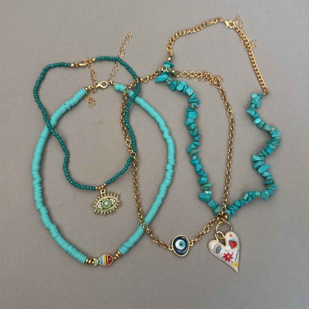 Blue Minimalist Necklace A1202 - Picture 3 of 4
